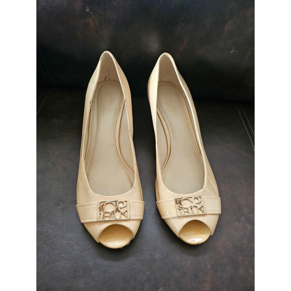 Coach Cream Peeptoe Heels Womens Size 8.5